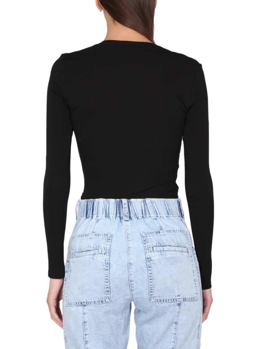 Black Solid Round Neck Top