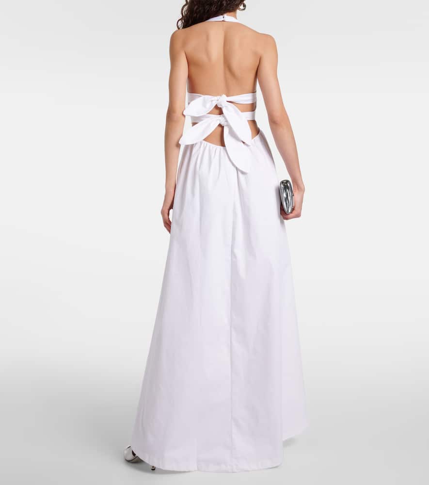 Halterneck cotton-blend maxi dress