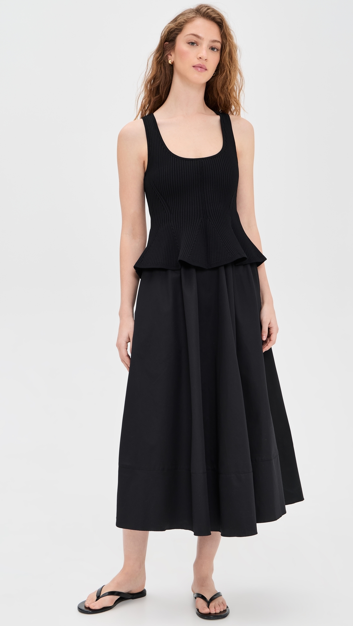 Peplum Combo Dress Black