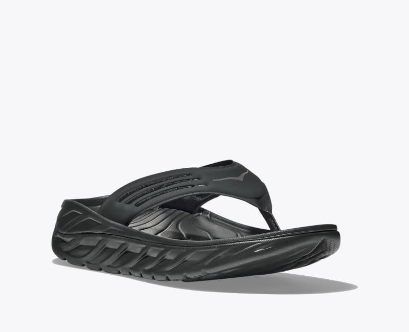 HOKA Men's ORA Recovery Flip Shoes in Black/Dark Gull Grey