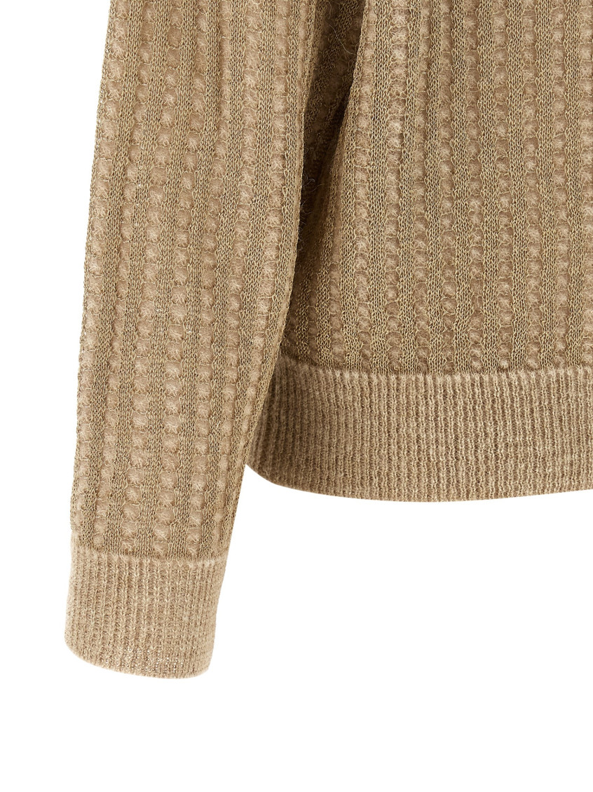 Waffle Lamé Cardigan