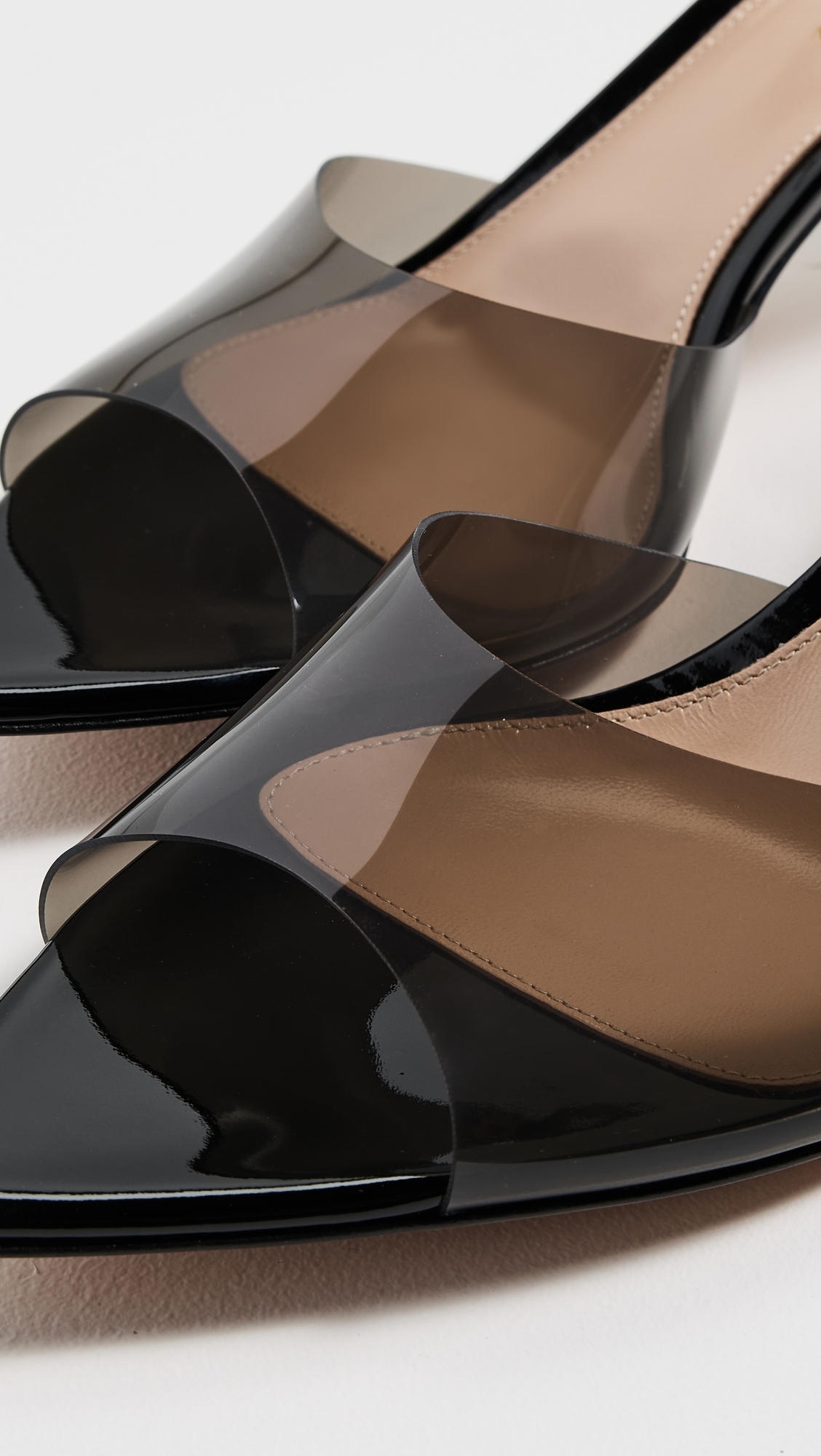 Gianvito Rossi Elle 55 Glass + Vernice Sandals Fume/Black