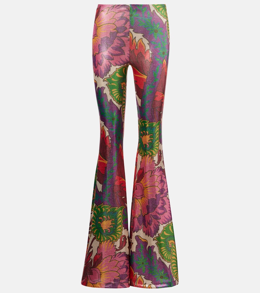 Semi-sheer flared jersey pants