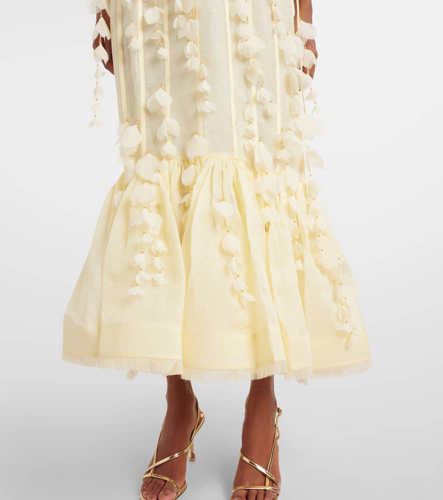 Dawning linen and silk midi dress