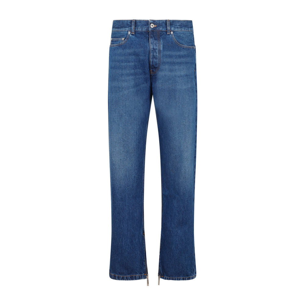 Blue Straight Leg Cotton Jeans