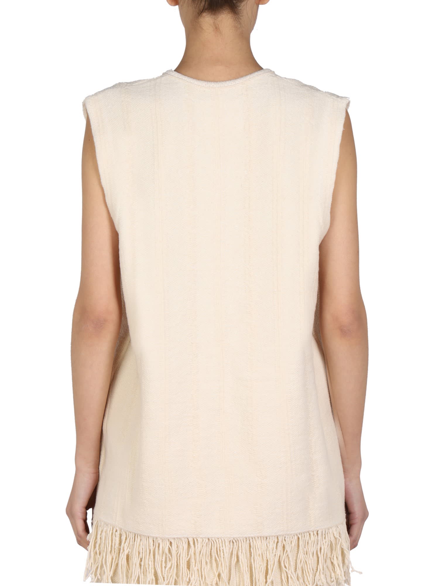 Fringed v-neck vest top