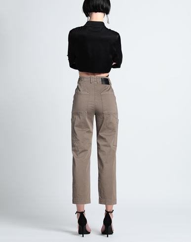 Woman Pants Khaki Size 4 Cotton, Elastane