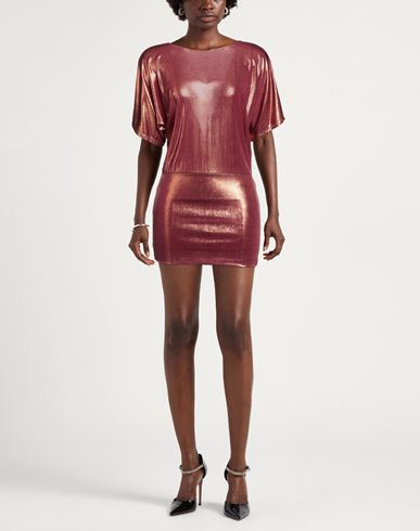 Woman Mini dress Bronze Size 8 Polyester, Elastane
