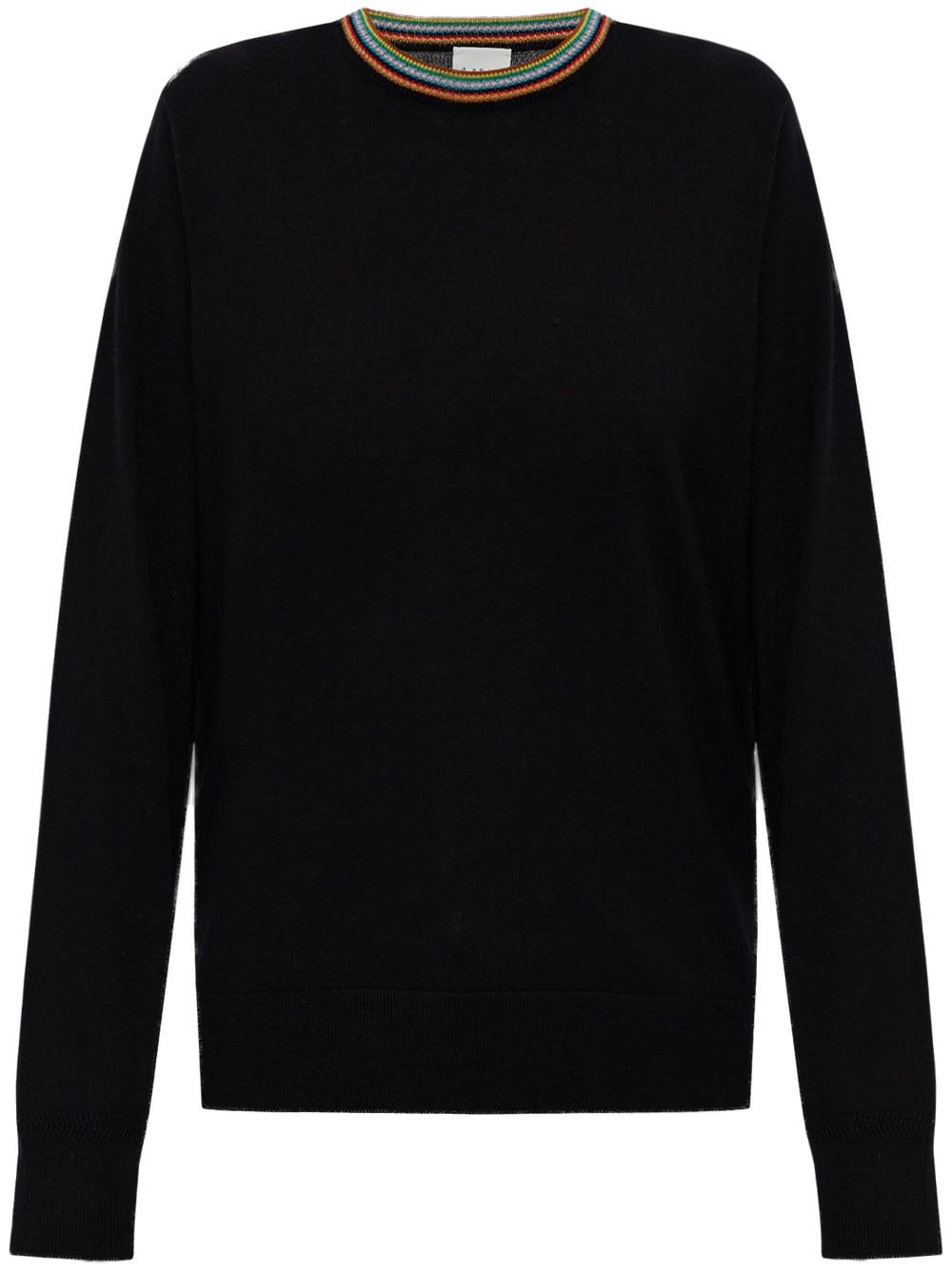 Striped-neck merino sweater - Pink
