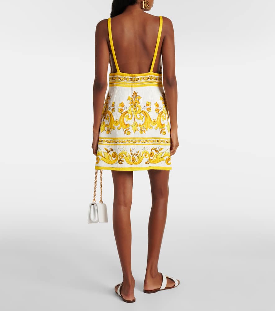Majolica cotton-blend brocade minidress