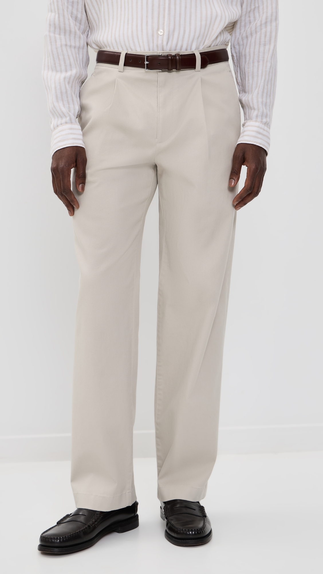 Relaxed Pleat Pants in Moonsoft Cotton Silver Cloud