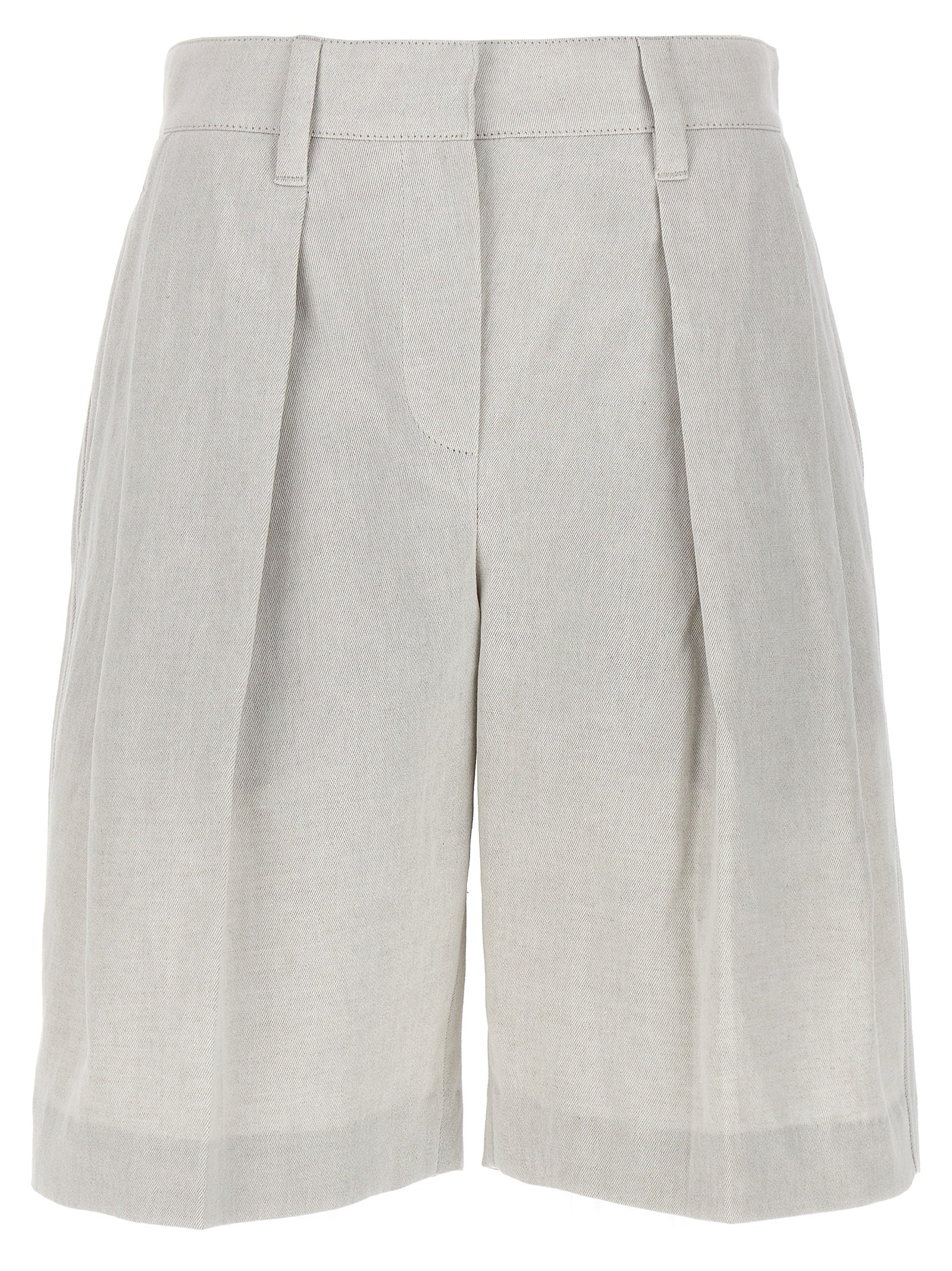 -Pleated Bermuda Shorts Bermuda, Short Grigio-Donna