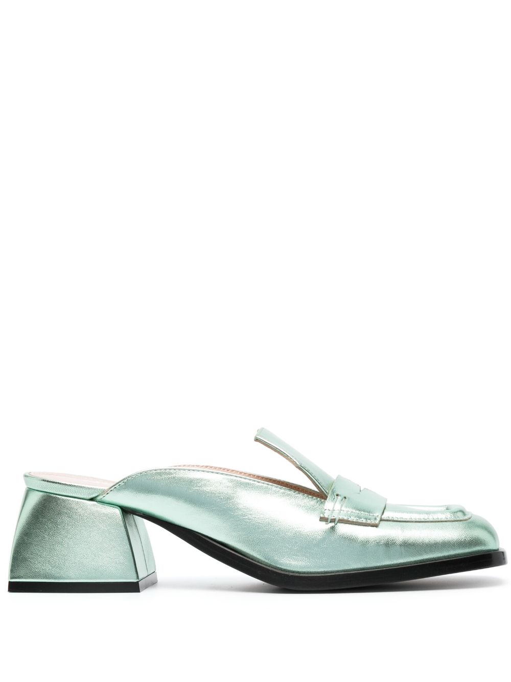 Cara metallic block-heel mules - Green