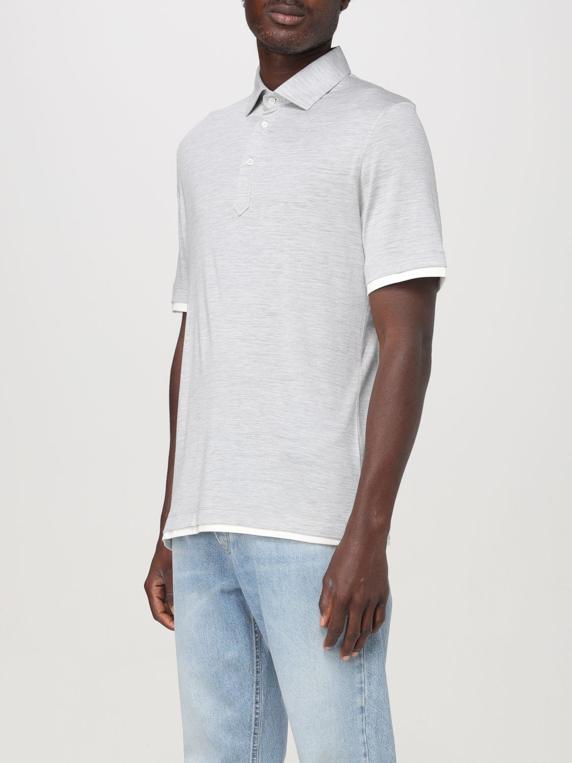 Contrast-trim polo shirt - Grey