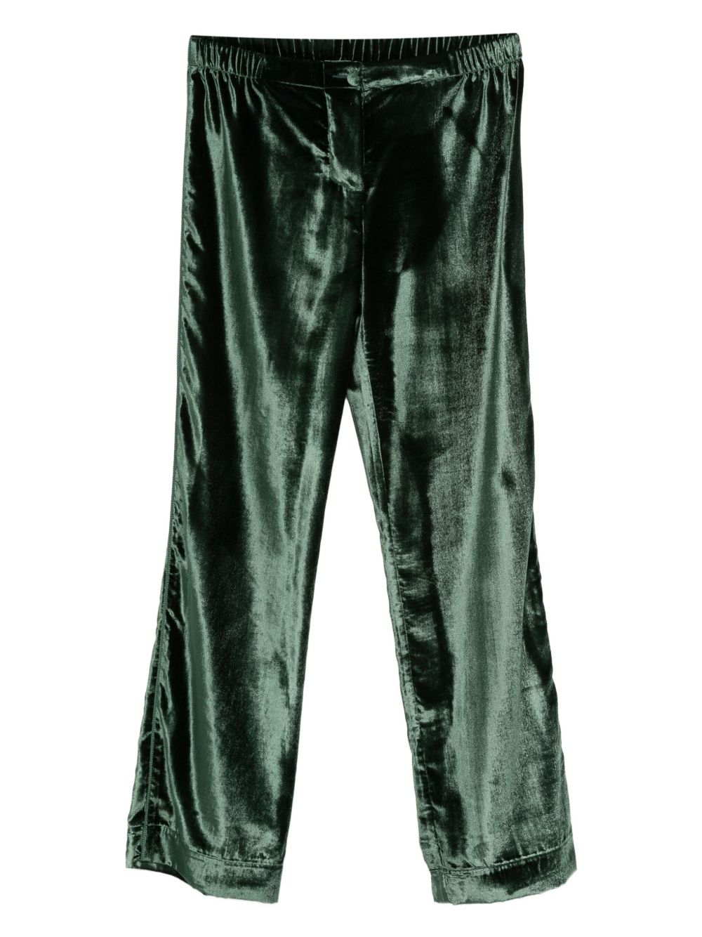 Velvet high-waisted trousers