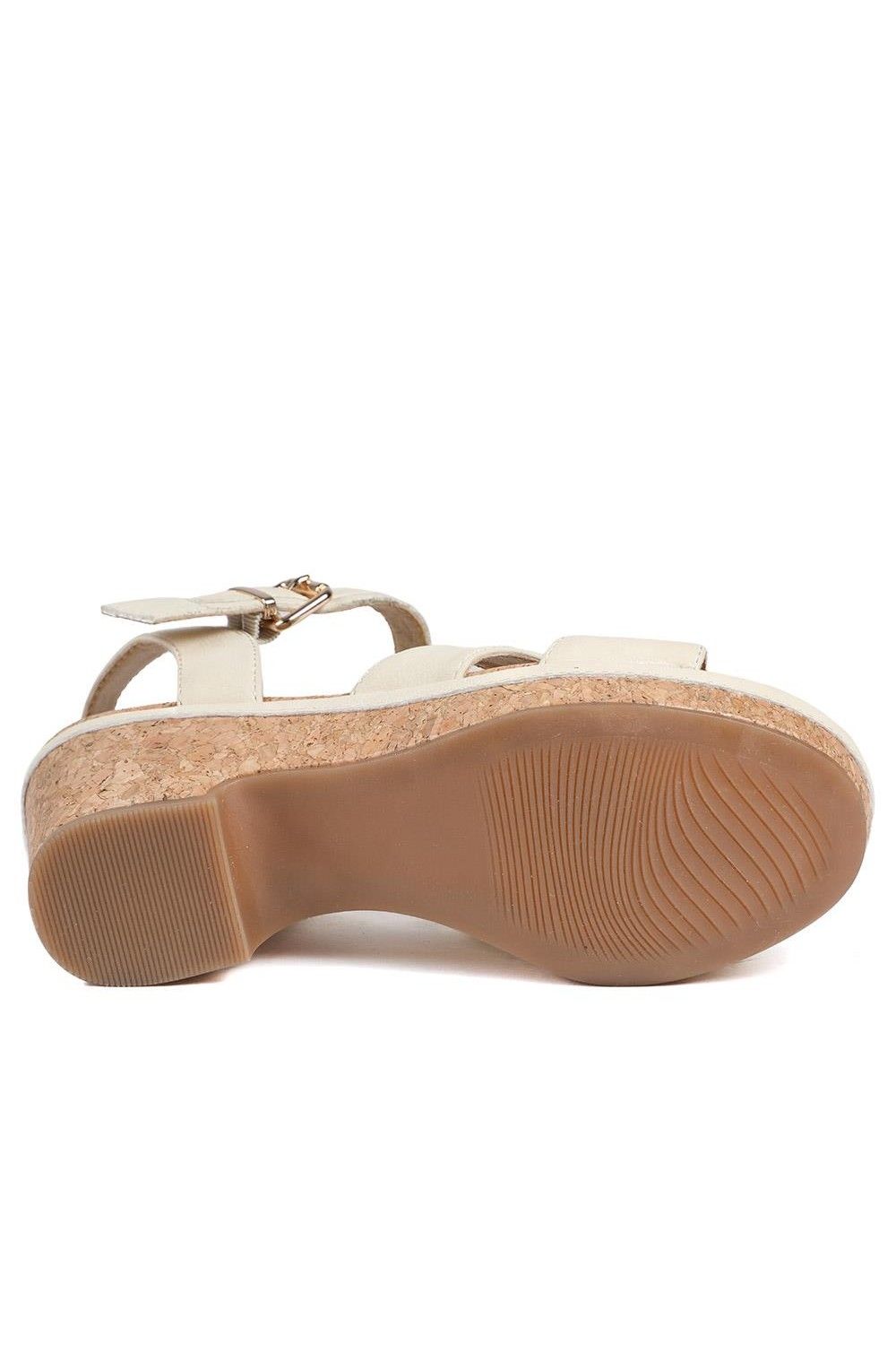 Pavers Patterned Cork Wedge Platform Sandals In Off White