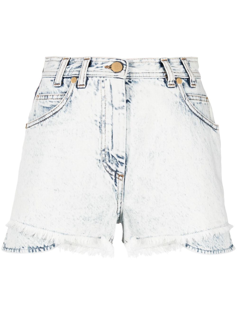 Layered denim shorts - Blue
