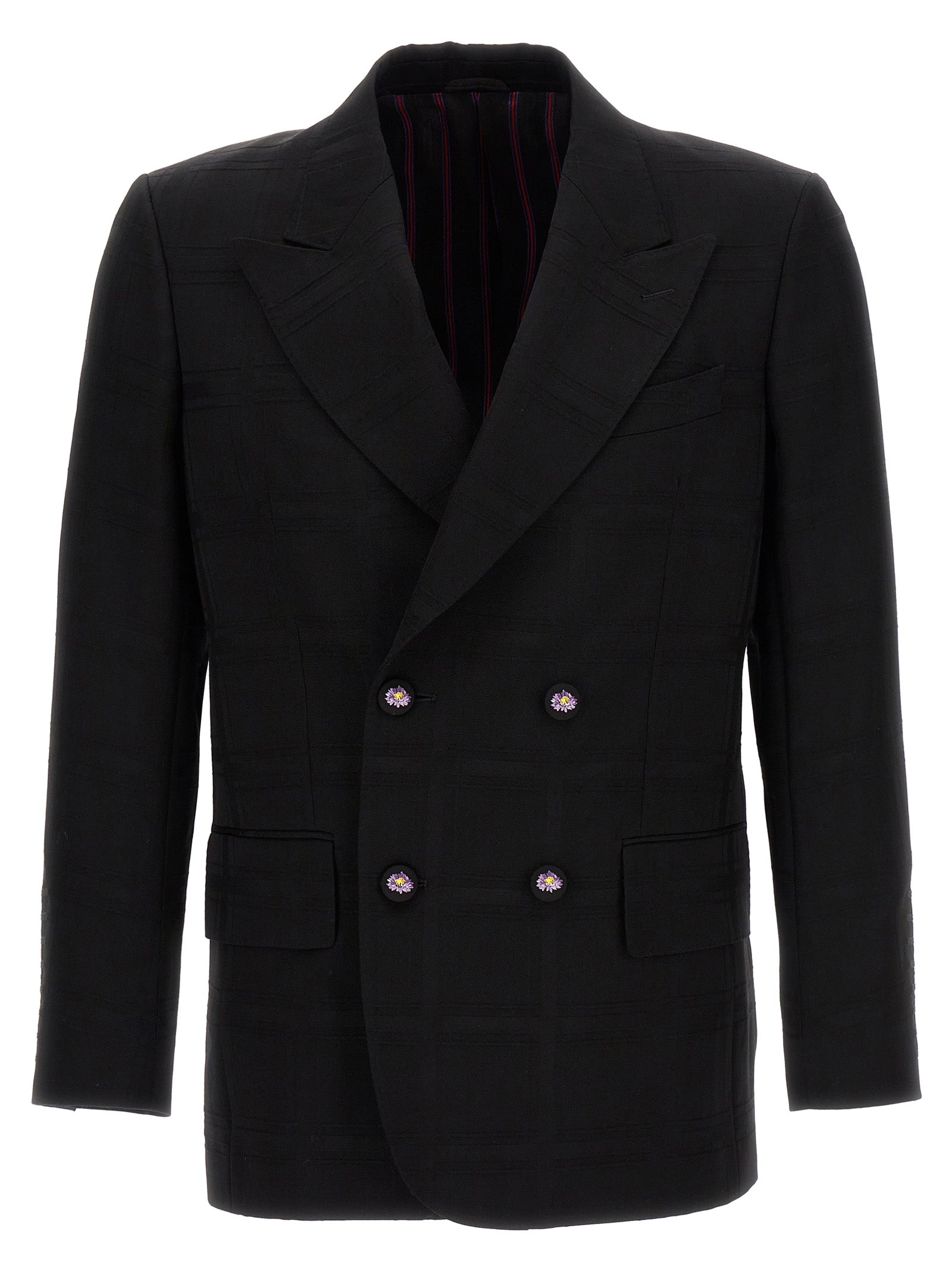 Virgin Wool Double-Breasted Blazer — Black