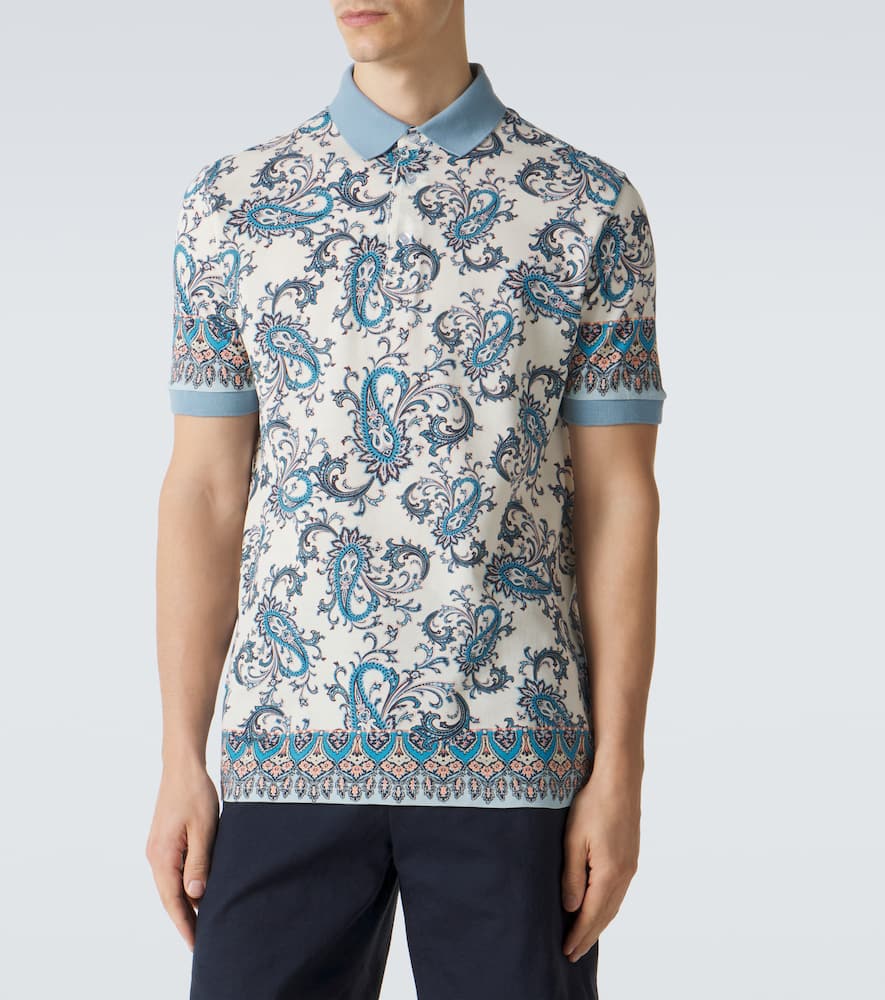 Paisley cotton piqué polo shirt
