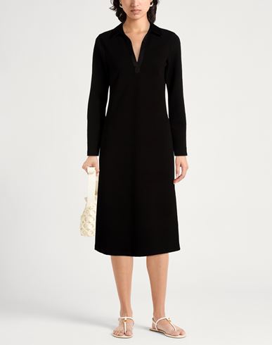 Woman Midi dress Black Size L Polyester, Viscose, Elastane