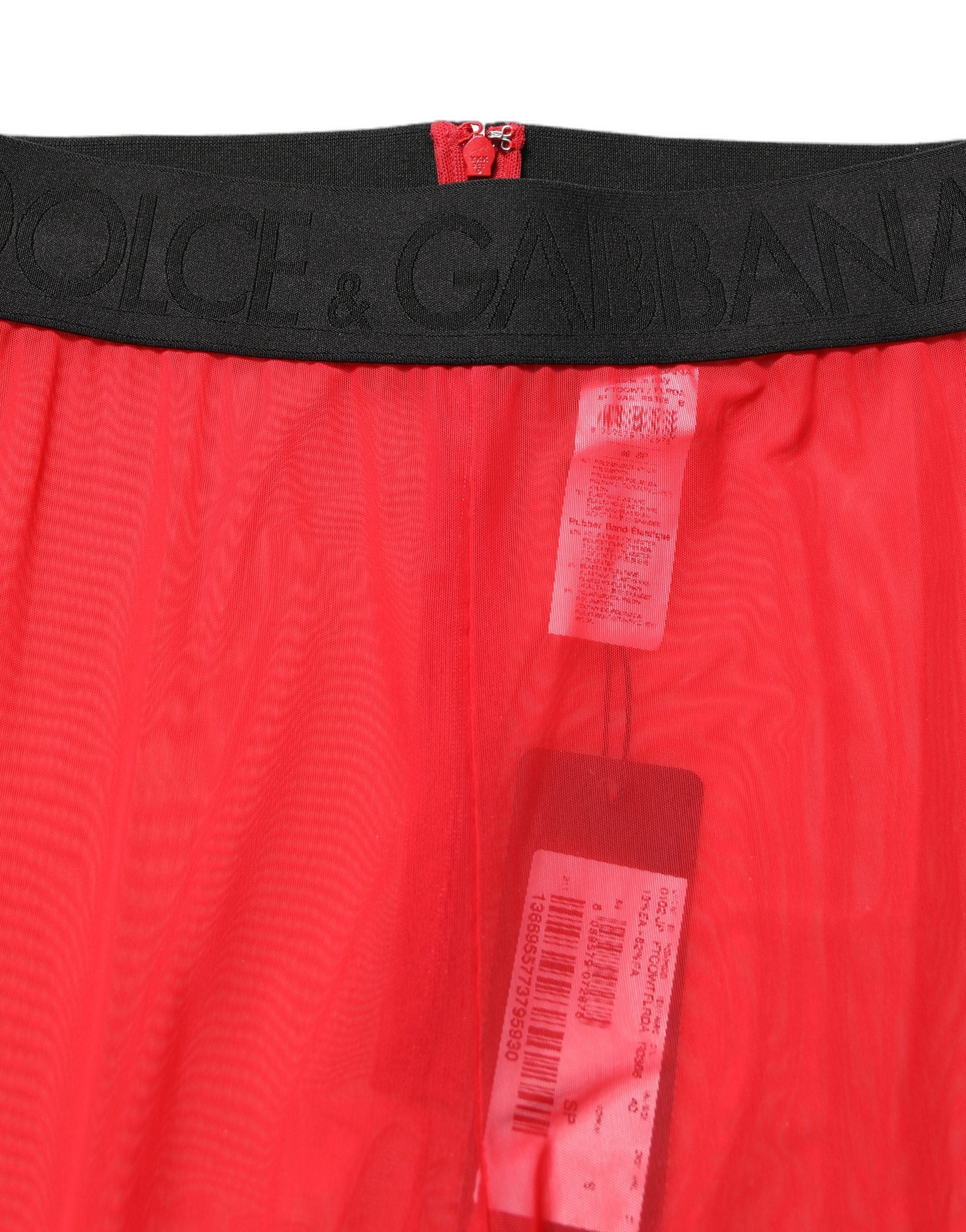 Nylon Stretch Leggings — Red