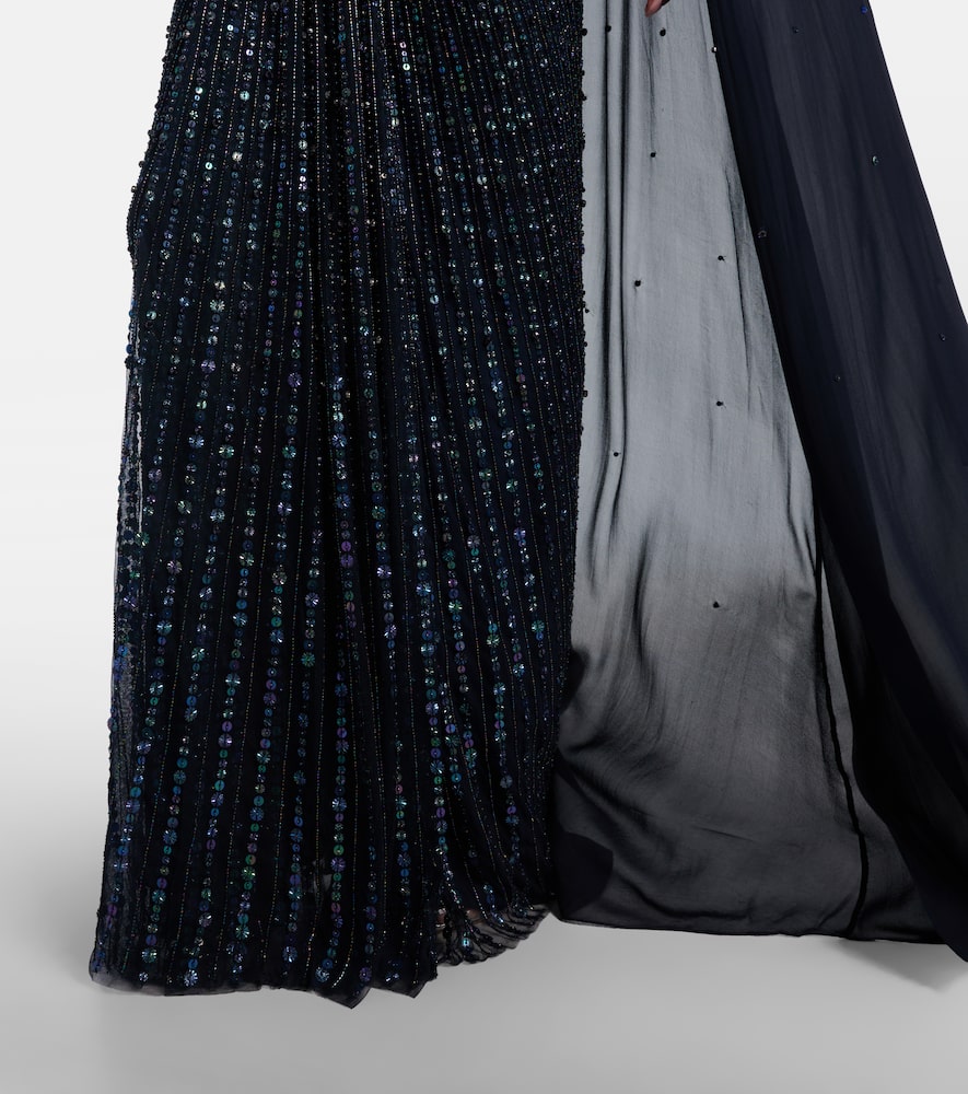 Thea caped sequined gown