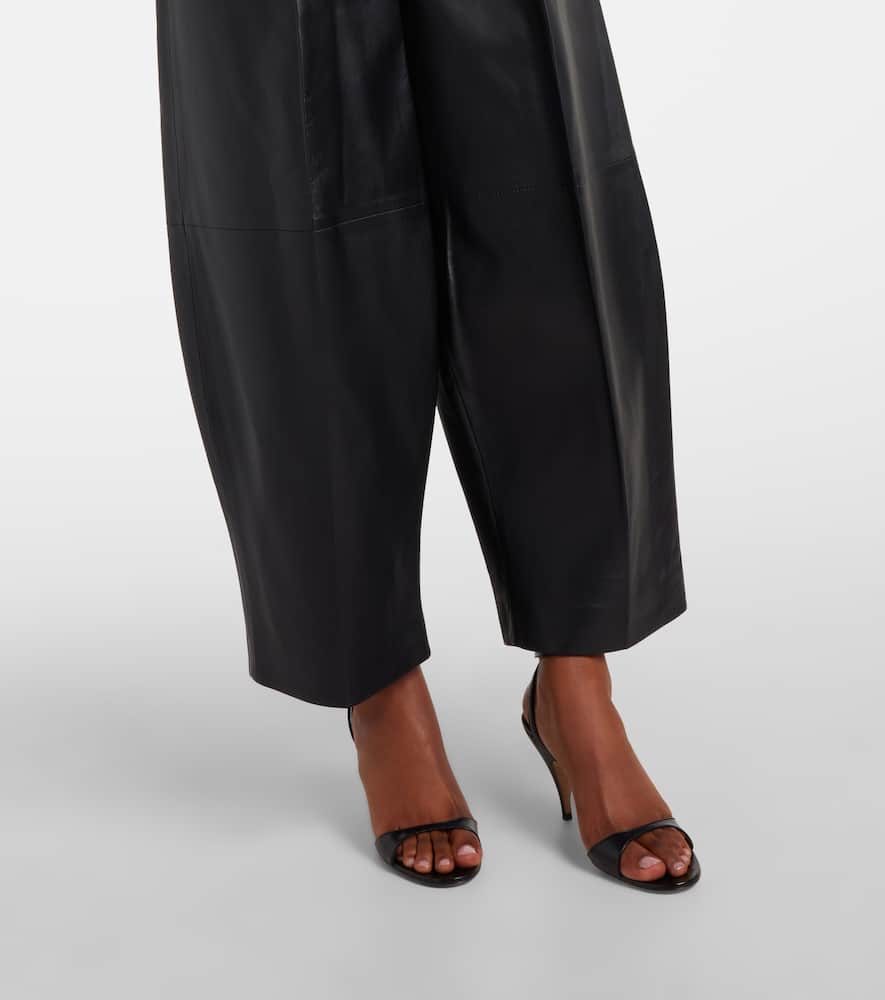 Dash leather barrel-leg pants