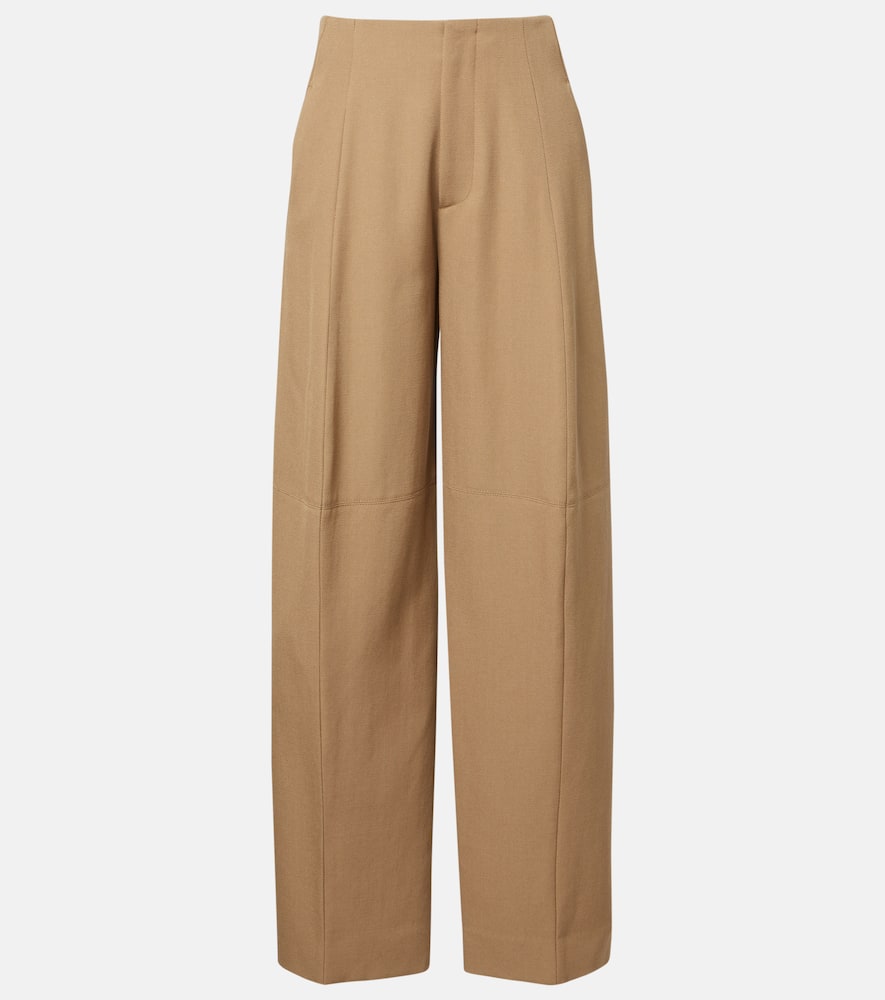 High-rise virgin wool wide-leg pants