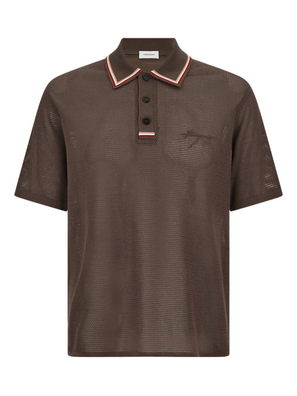 Ferragamo logo-embroidered polo shirt - Brown