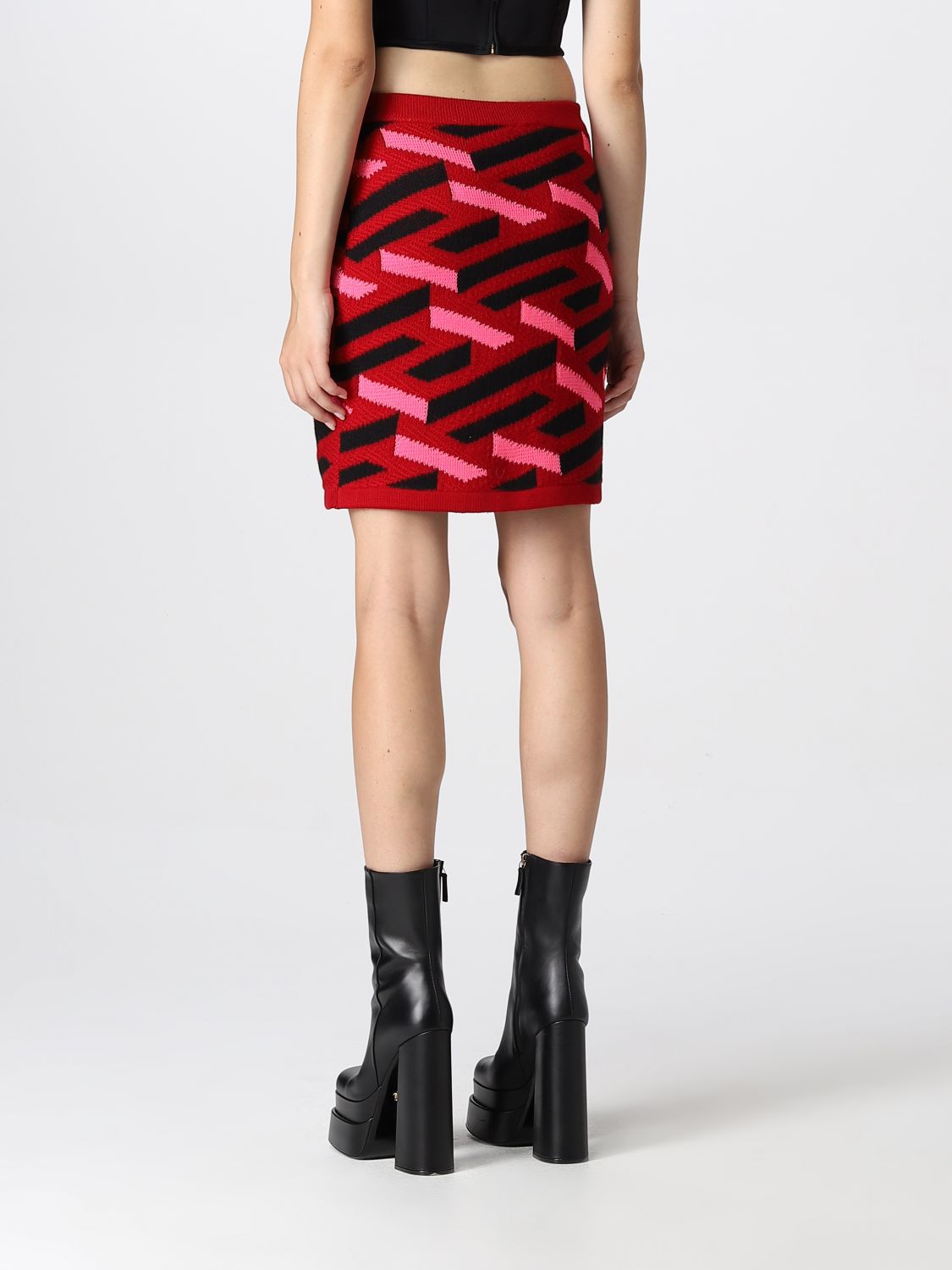 La Greca wool blend knit skirt