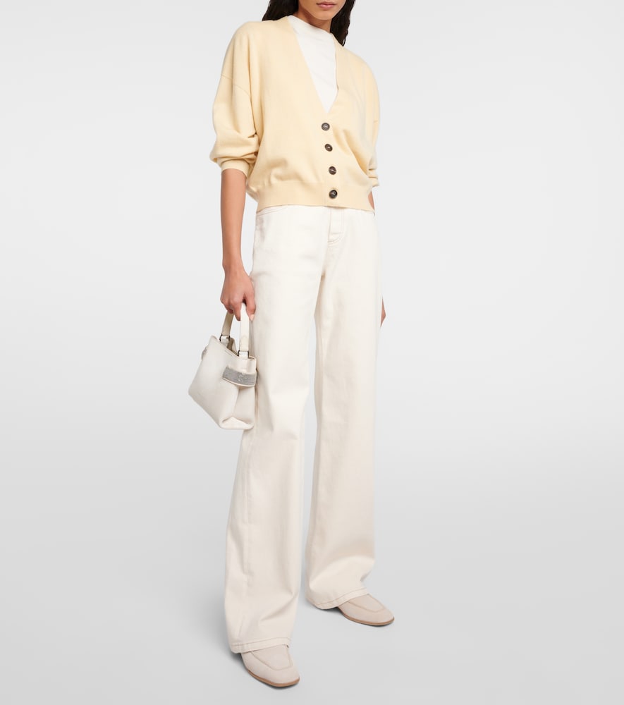Garment-dyed wide-leg jeans