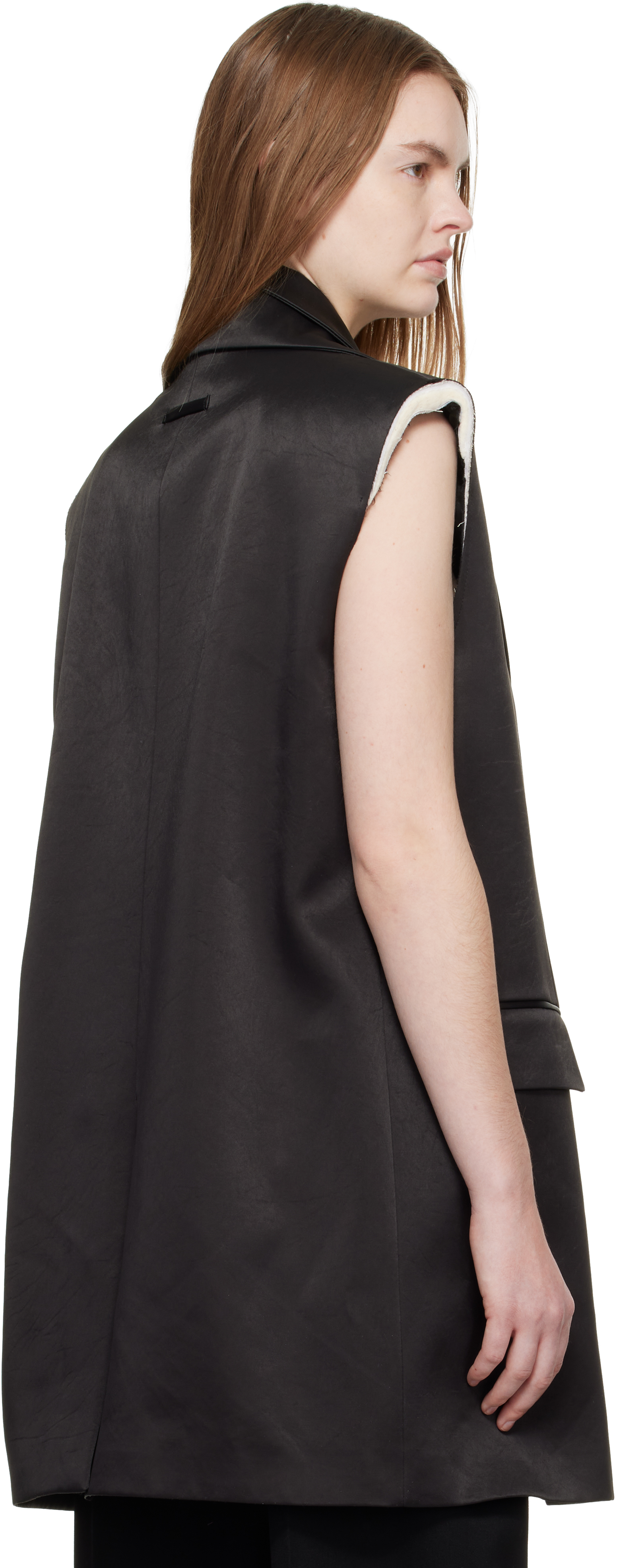 Black Double Layer Body Detail Vest