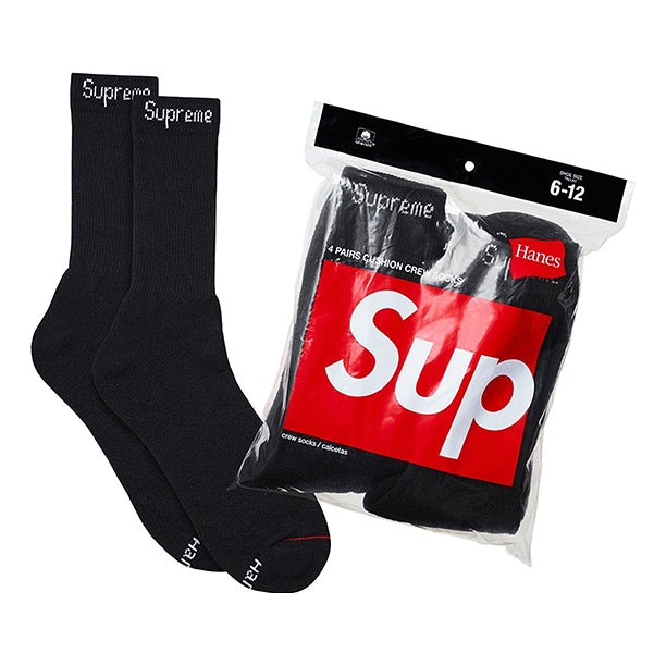 X Hanes Crew Socks (4 Pack) 'Black'