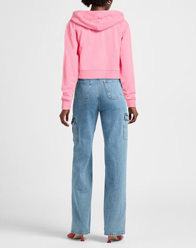 Woman Sweatshirt Pink Size M Cotton, Polyester