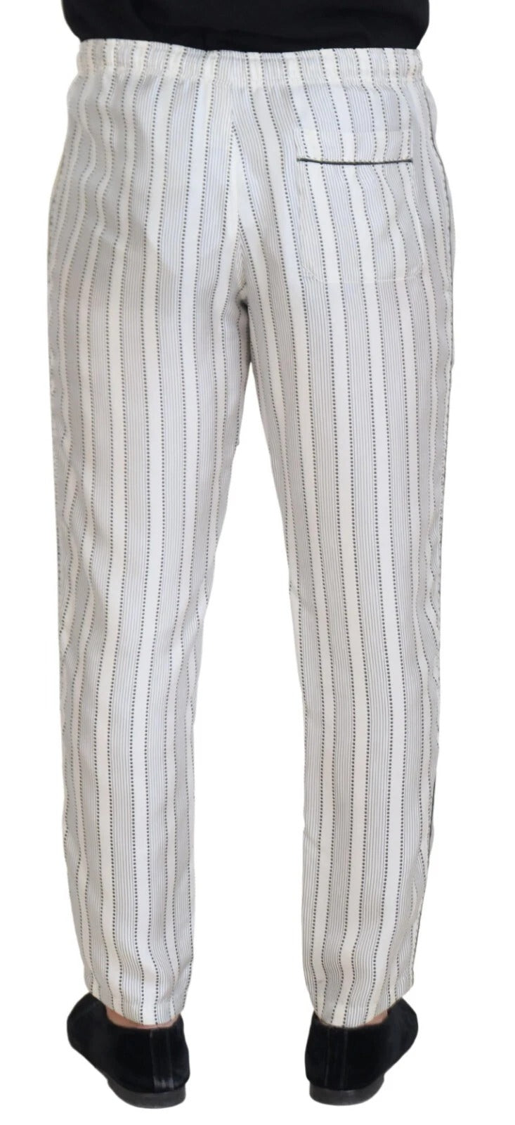 Striped Silk Trouser — White