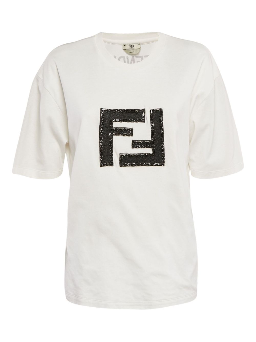 Sequin-embellished logo T-shirt - White