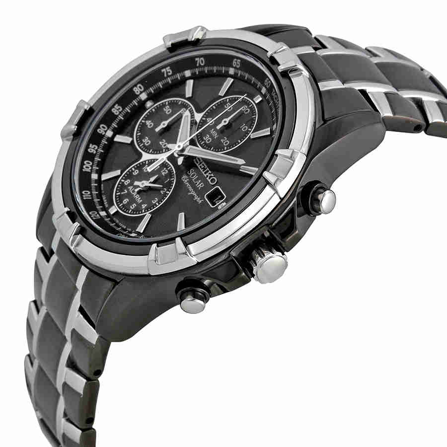 Solar Chronograph Black Dial Mens Watch SSC143