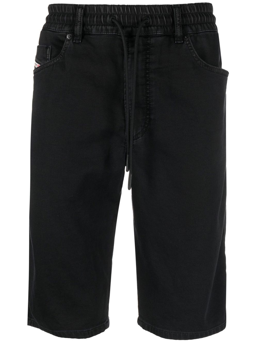 Straight-leg denim bermuda shorts - Black