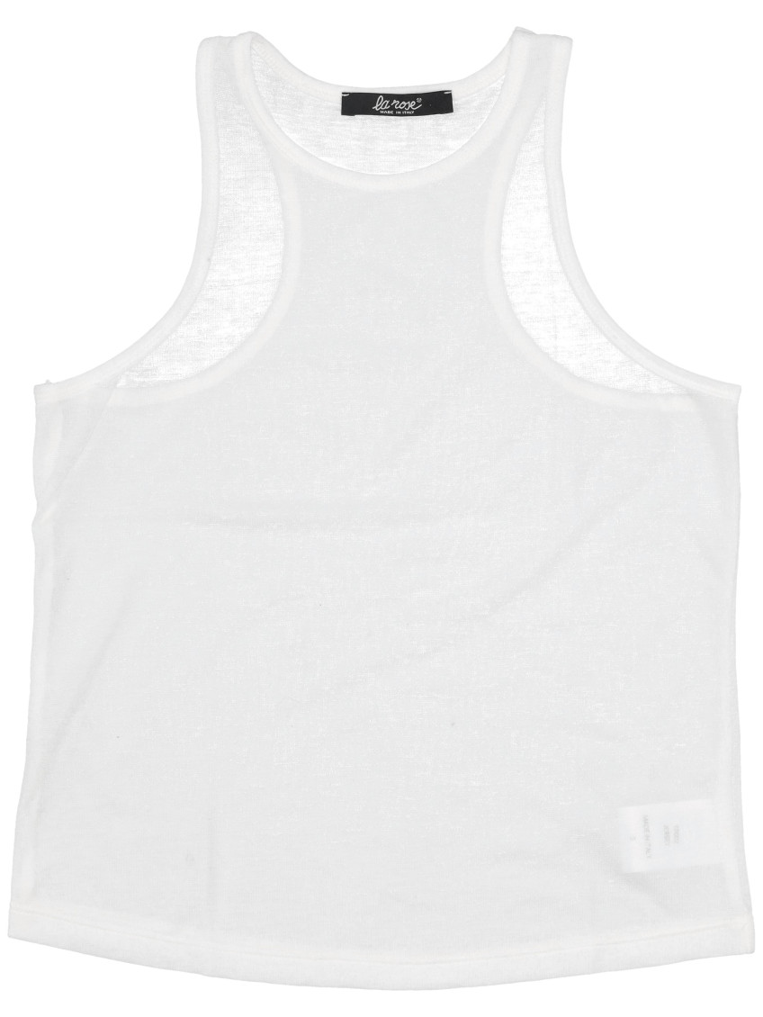 White Cotton Cropped Tank Top
