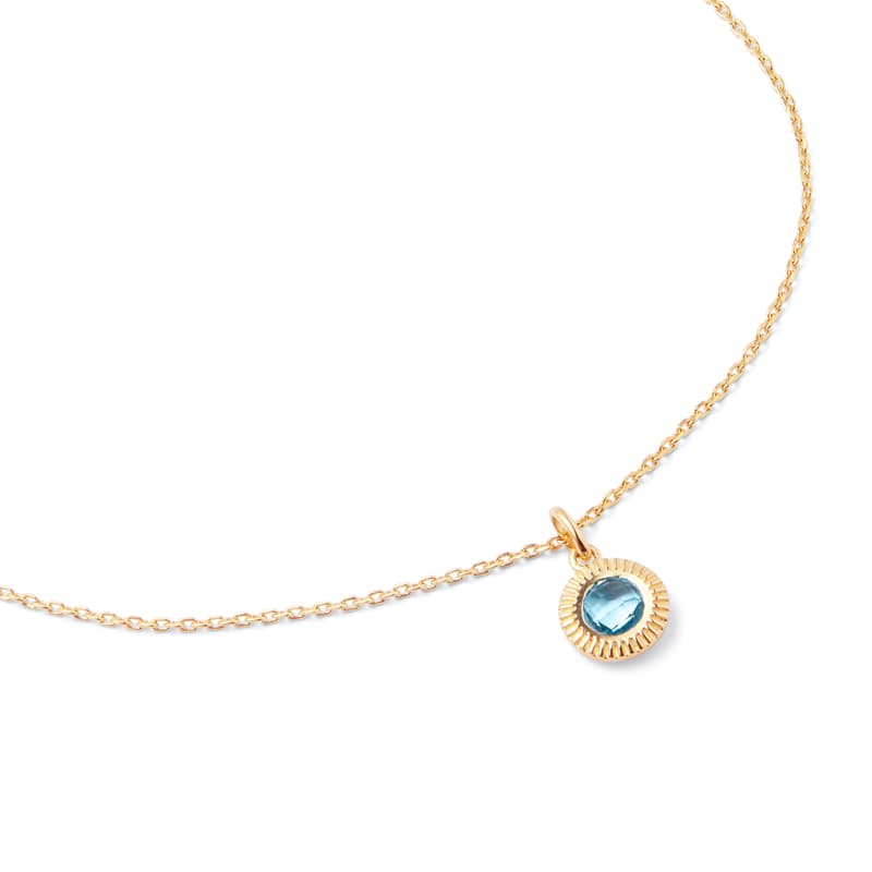 Gemstone Pendant Necklace in Swiss Blue Topaz & 18ct Gold Vermeil