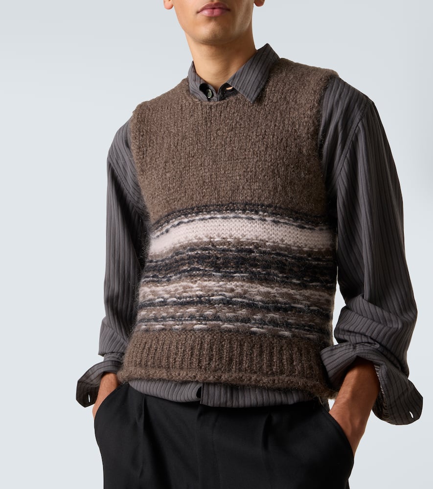 Pleaser striped wool and mohair sweater vest