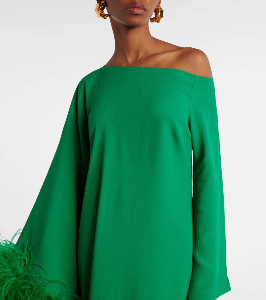 Ubud Extravaganza feather-trimmed gown