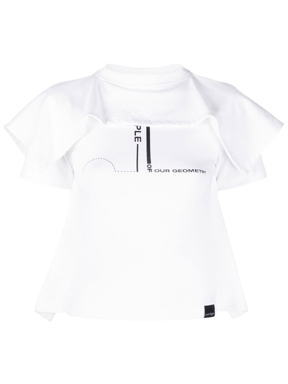 Ruffled layer slogan T-shirt - White