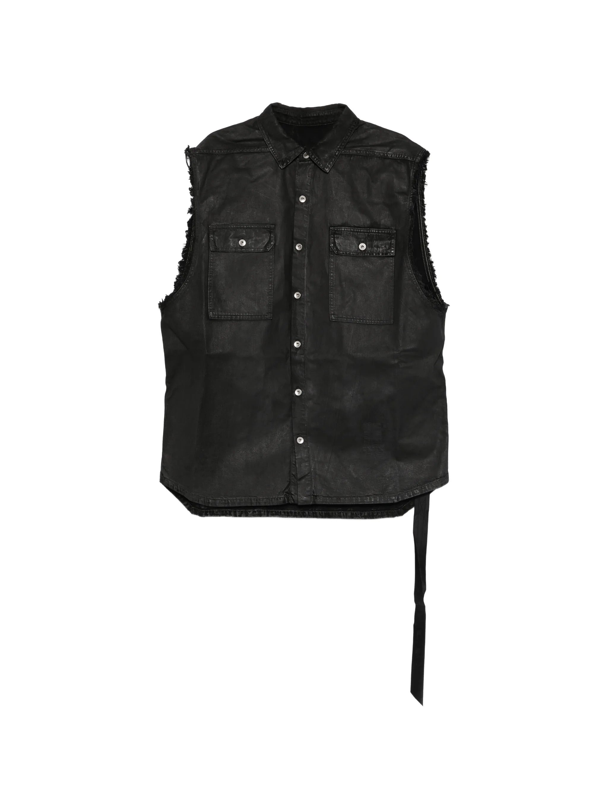 Men's Cotton Front Button Shirt with Fringed Detail & Two Chest Flap Pockets