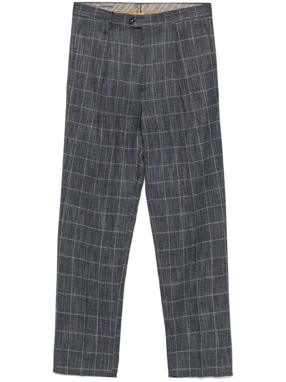 Windowpane-pattern trousers - Blue