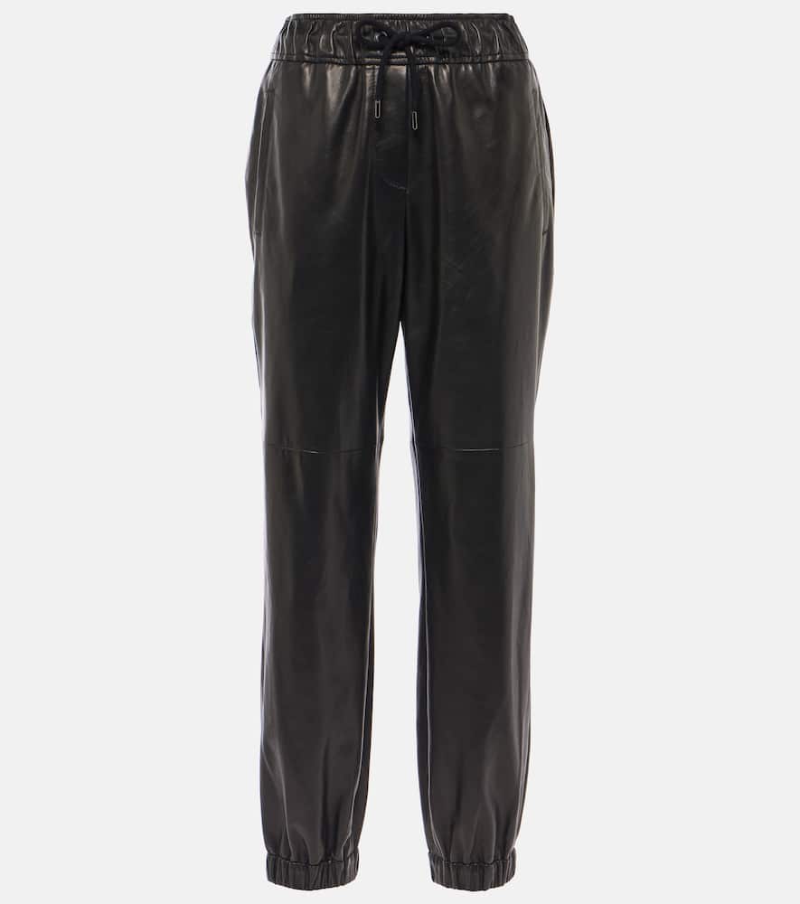 Leather straight pants