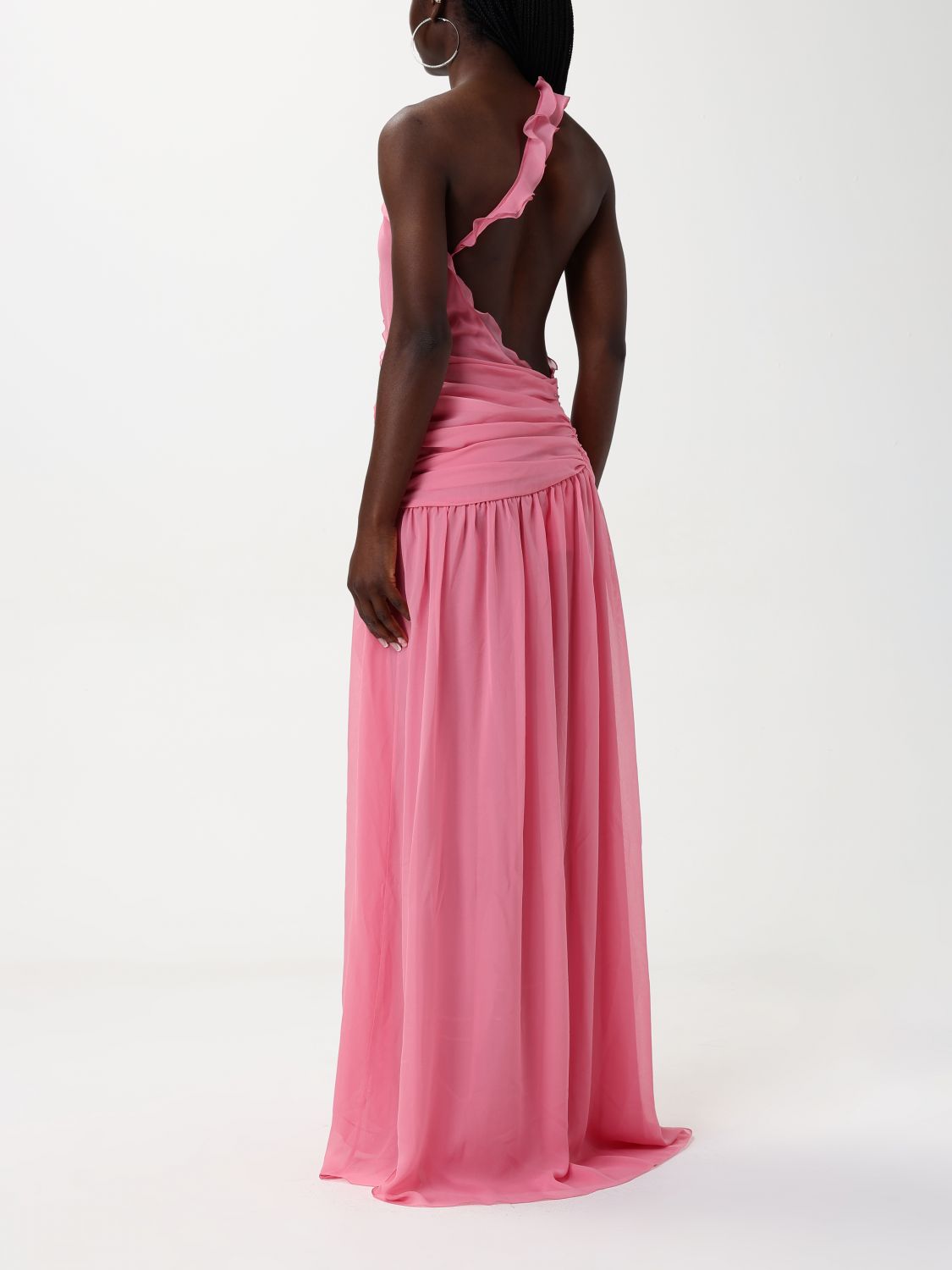 One-shoulder silk maxi dress - Pink
