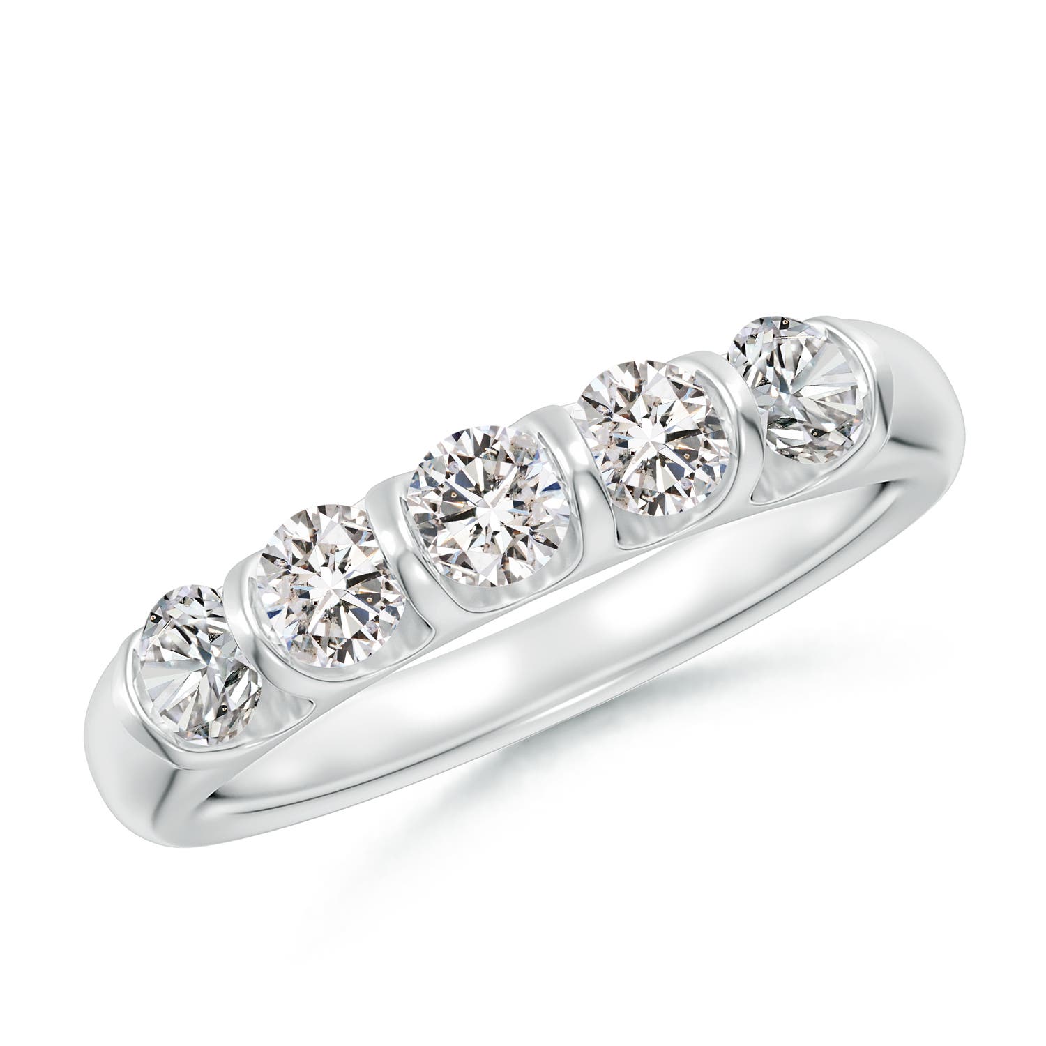 Angara 0.73 Carat Bar Set Five Stone Round Diamond Wedding Ring for Her in Platinum