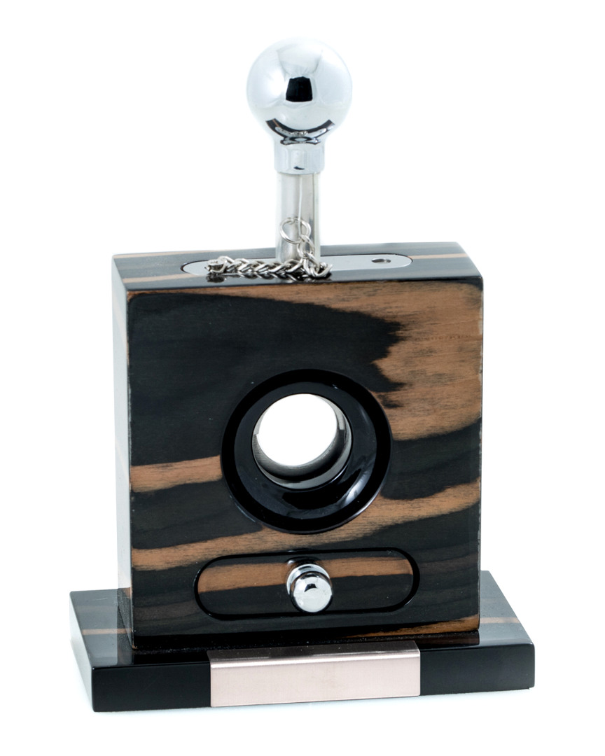 Lacquered Wood and Stainless Steel Table Top Guillotine Cigar Cutter