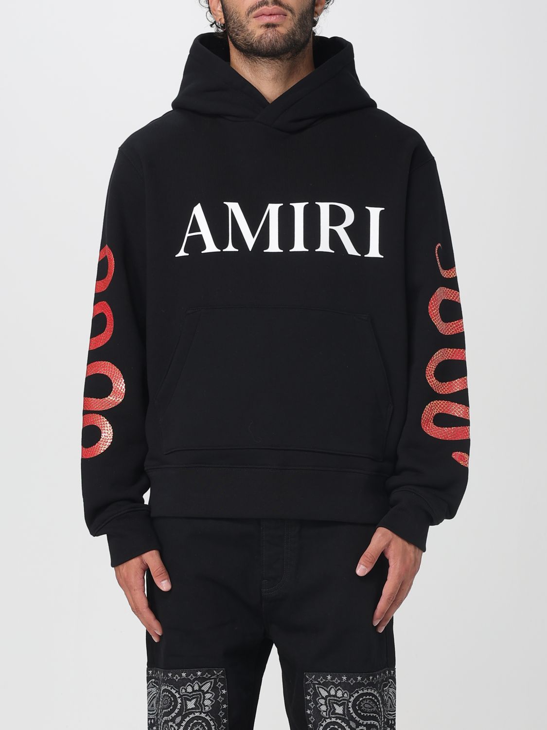 Snake-print hoodie - Black